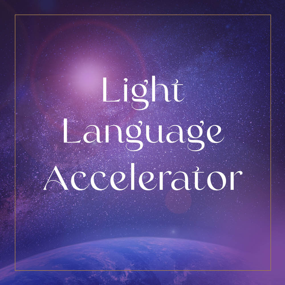 Light Language Accelerator over earth in space with pink lights